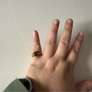Fashion Costume Emerald Gold Ring